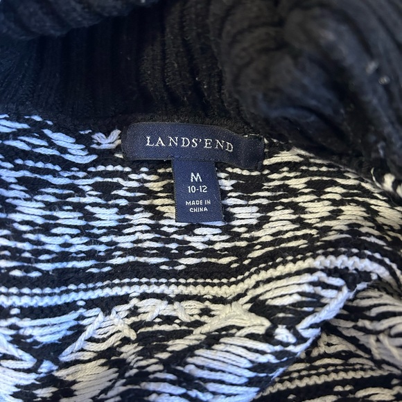 Lands End Turtleneck Black and White Sweater, Woman’s Size Medium - Picture 4 of 5